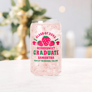 Strawberry Berry Sweet Graduation  Can Glass