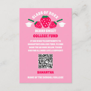Strawberry Berry Sweet Graduation College Fund Enclosure Card