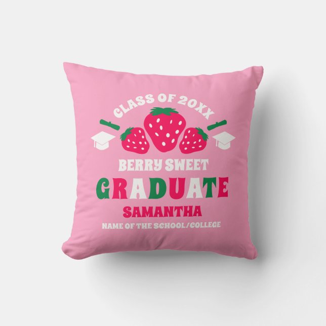 Strawberry Berry Sweet Graduation Cushion (Front)