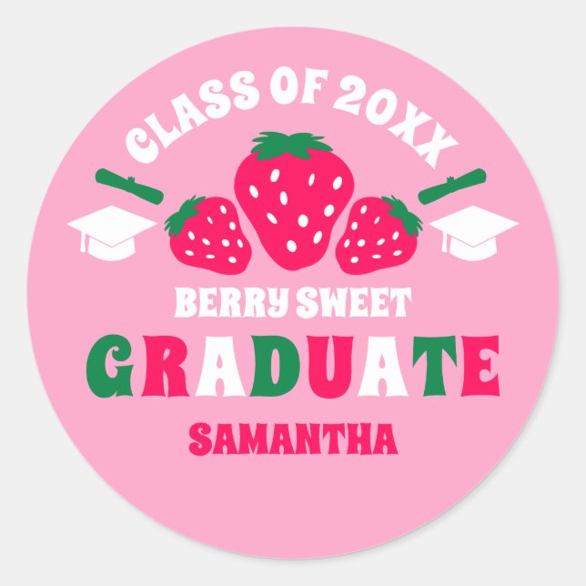 Strawberry Berry Sweet Graduation Envelope Seals (Front)