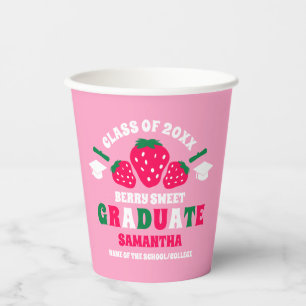Strawberry Berry Sweet Graduation Party Paper Cups