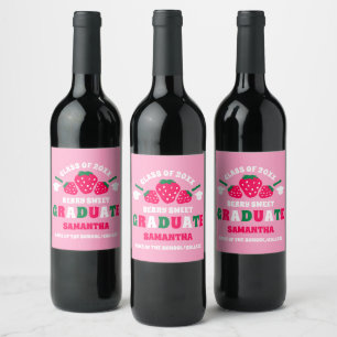 Strawberry Berry Sweet Graduation Wine Label