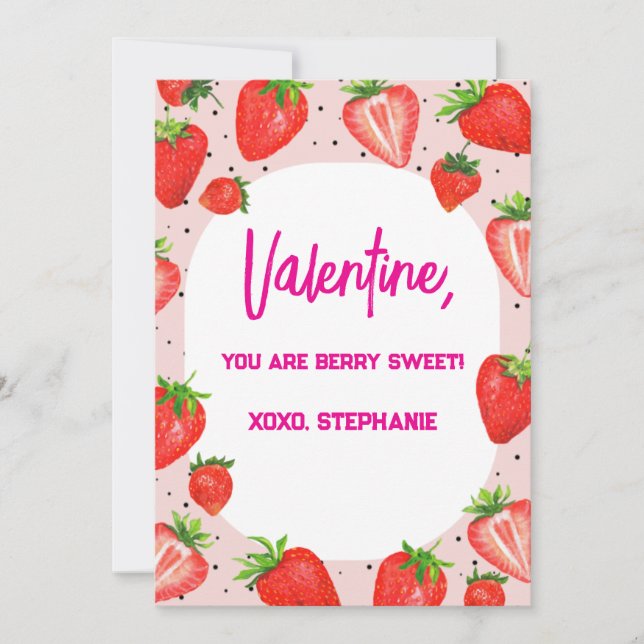 Strawberry Berry Sweet Kids Valentines Day Invitation (Front)