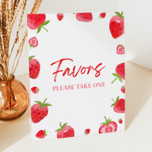 Strawberry Berry Sweet Party Favours Pedestal Sign