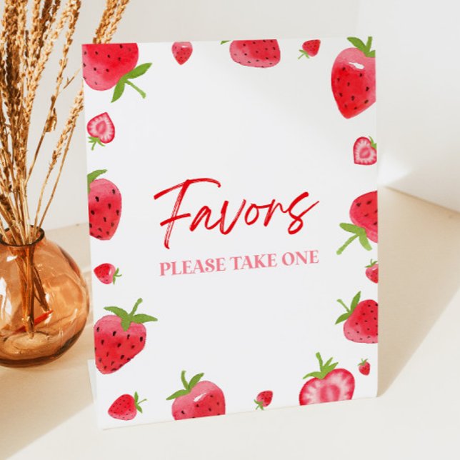 Strawberry Berry Sweet Party Favours Pedestal Sign (Creator Uploaded)