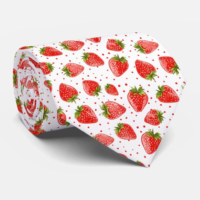 Strawberry Berry Sweet Pattern Tie (Rolled)