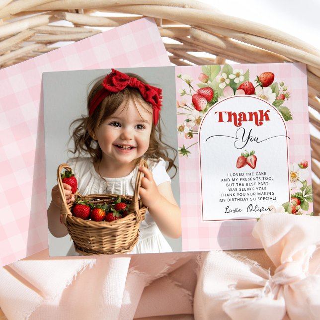 Strawberry berry sweet photo thank you card (Creator Uploaded)