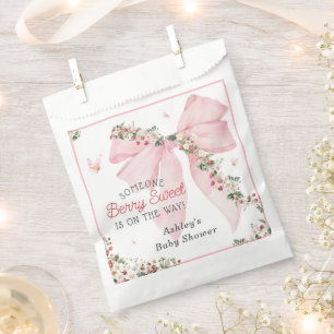 Strawberry Berry Sweet Pink Bow Baby Shower Favour Bags