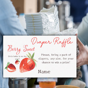 Strawberry Berry Sweet Red Baby Shower Diaper Game Enclosure Card