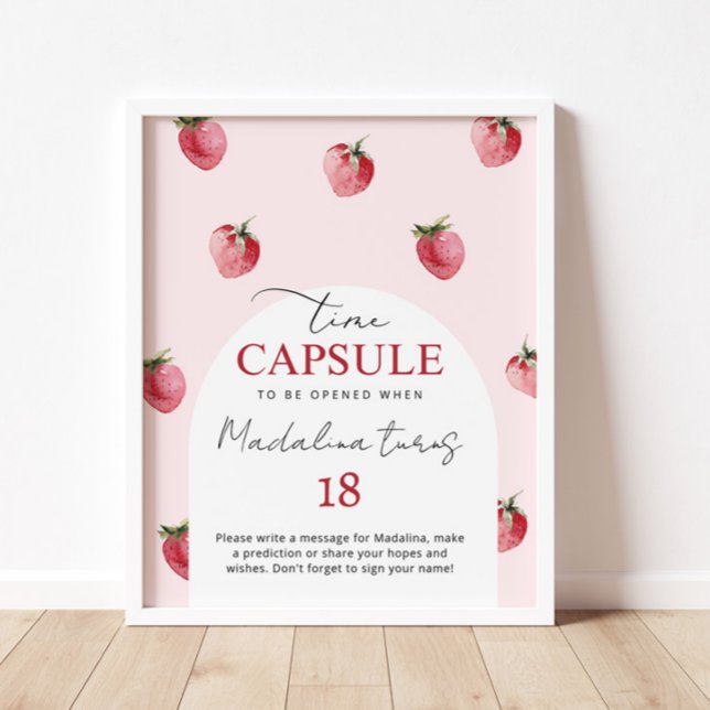 Strawberry berry sweet time capsule birthday poster (Creator Uploaded)