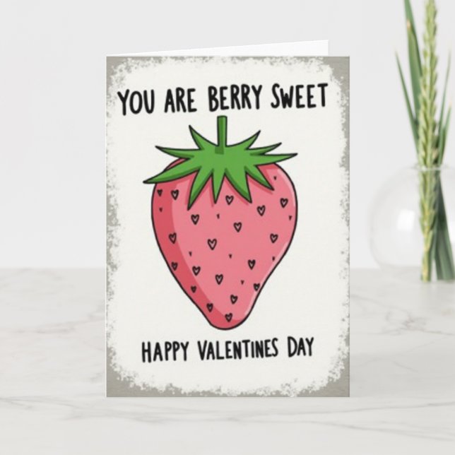 Strawberry Berry Sweet Valentines Card (Front)