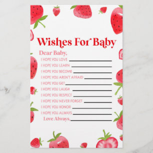 Strawberry Berry Wishes For Baby Shower Activity Stationery