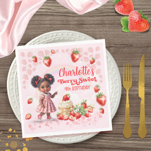 Strawberry Birthday, Afro Baby Berry Birthday Napkin