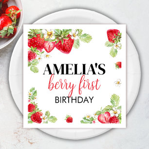 Strawberry Birthday Baby Shower Napkin