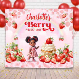 Strawberry Birthday Backdrop, Berry Birthday  Tapestry