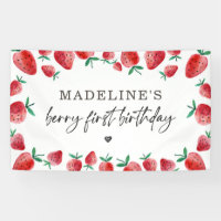 Strawberry Birthday Berry Sweet Backdrop Banner