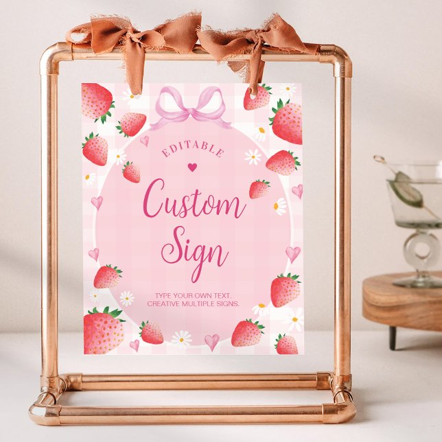 Strawberry Birthday Custom Table Sign Berry First (Creator Uploaded)