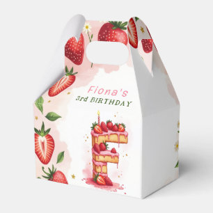 Strawberry Birthday Favour Box Letter F Cake