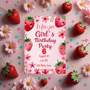 Strawberry Birthday Invitation 