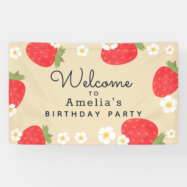 Strawberry Birthday Invitation Banner (Horizontal)