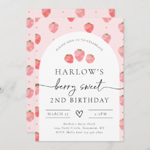 Strawberry Birthday Invitation Berry Birthday
