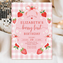 Strawberry Birthday Invitation, Berry First Birthd