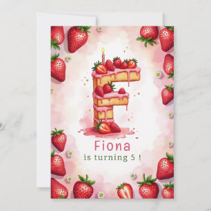 Strawberry Birthday Invitation Letter F Cake Theme
