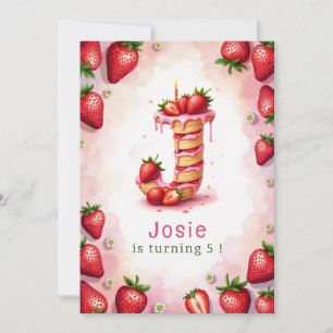Strawberry Birthday Invitation Letter J Cake Theme
