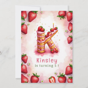 Strawberry Birthday Invitation Letter K Cake Theme