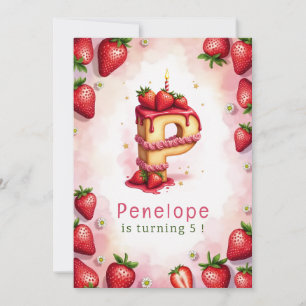 Strawberry Birthday Invitation Letter P Cake Theme