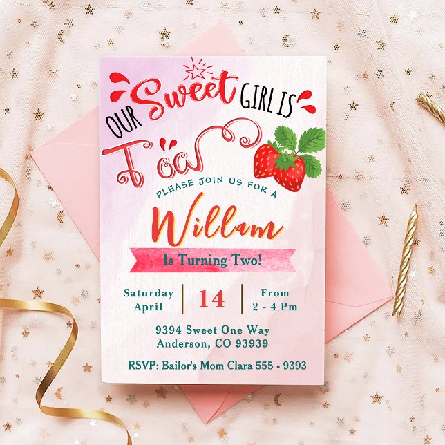 Strawberry Birthday Invitation | Sweet Girl (Creator Uploaded)