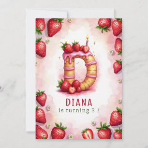 Strawberry Birthday Invite Letter D Cake Design