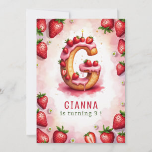 Strawberry Birthday Invite Letter G Cake Design
