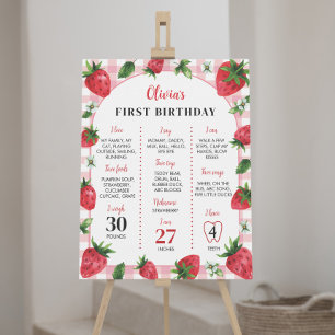 Strawberry Birthday Milestone Sign Berry Sweet