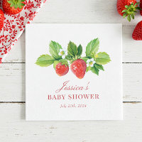 Strawberry Birthday or Shower Paper Napkin