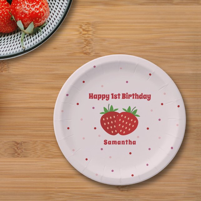Strawberry Birthday Paper Plate (Strawberry Birthday Paper Plates)