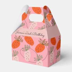 Strawberry Birthday Party Fruit Doodle Pink Favour Box