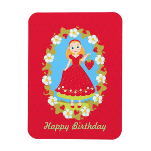 Strawberry Birthday Party Girl Magnet