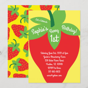 Strawberry Birthday Party Invitation