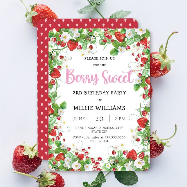 Strawberry Birthday Party Invitation (Creator Uploaded)