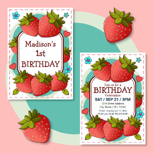 Strawberry Birthday Party Invitation