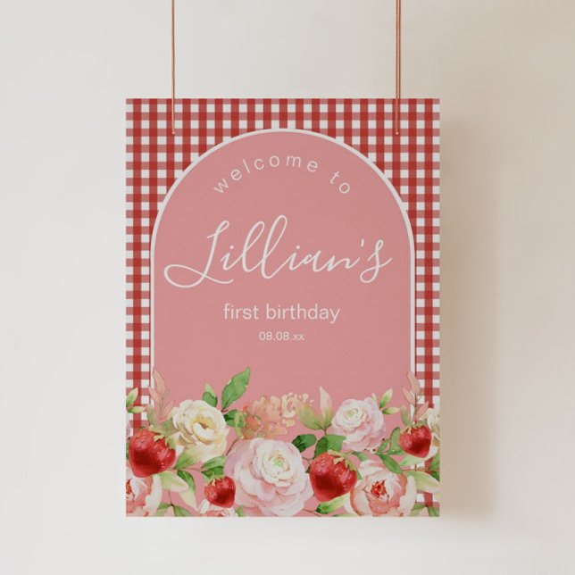 Strawberry Birthday Party or Baby Shower Welcome P Poster (Creator Uploaded)