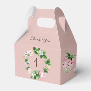 Strawberry Birthday Party Pink White Fruit Favour Box