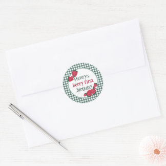 Strawberry Birthday Party Stickers or Favour Label