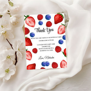 strawberry Birthday party  thank you birthday  Postcard