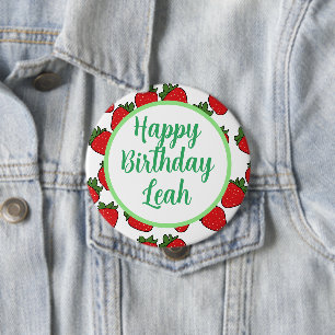 Strawberry Birthday Party Theme 10 Cm Round Badge