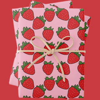 Strawberry Birthday Party Theme  Wrapping Paper Sheet