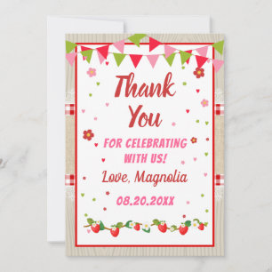 Strawberry Birthday Red Camco Blanket Sweet Party Thank You Card
