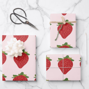 Strawberry Birthday Summer Strawberries Wrapping Paper Sheet