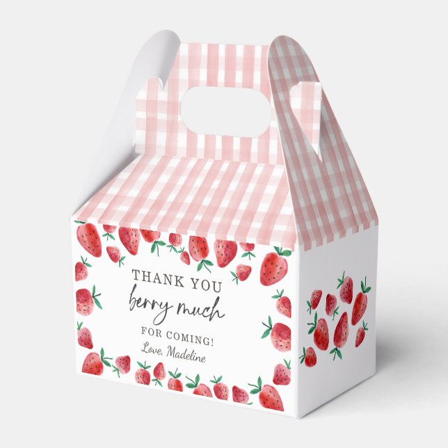 Strawberry Birthday Thank You Berry Much Sweet Favour Box (Front Side)
